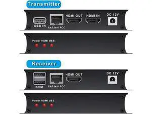 HDMI KVM Over IP Extender Kit, 1080P@60Hz HD Video Transmission via Cat5e/Cat6 Ethernet Cable Up to 60m/196ft, Support Remote Keyboard & Mouse Control HDMI KVM Over IP Extender Kit, 1080P@60Hz HD Video Transmission via Cat5e/Cat6 Ethernet Cable Up to 60m/196ft, Support Remote Keyboard & Mouse Control