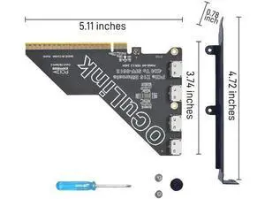 PCIe 4.0 x16 to OCuLink SFF-8612 Adapter Card, SFF-8611 Compatible External Expansion Card for eGPU Dock & NVMe U.2 SSD PCIe 4.0 x16 to OCuLink SFF-8612 Adapter Card, SFF-8611 Compatible External Expansion Card for eGPU Dock & NVMe U.2 SSD