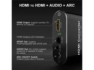 4K HDMI Audio Extractor 5.1 CH HDMI 2.0 Audio Extractor with ARC Splitter HDMI to Toslink Audio Converter for PS5 Xbox Series X 4K HDMI Audio Extractor 5.1 CH HDMI 2.0 Audio Extractor with ARC Splitter HDMI to Toslink Audio Converter for PS5 Xbox Series X