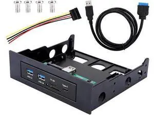 3.5 Inch PC Front Panel Media Dashboard, Internal Expansion Bay with USB 3.0 Hub, USB-C Port, SD/TF Card Reader, 3.5mm Audio Jack, Fits Optical & Soft Drive Bays for Desktop Computer 3.5 Inch PC Front Panel Media Dashboard, Internal Expansion Bay with USB 3.0 Hub, USB-C Port, SD/TF Card Reader, 3.5mm Audio Jack, Fits Optical & Soft Drive Bays for Desktop Computer