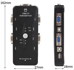 4 Port VGA KVM Switcher 4x1 VGA USB VGA Switch 4 in 1 out support Printer Mouse Keyboard Share 1920*1440 VGA Switch Box Adapter(only 1 KVM) 4 Port VGA KVM Switcher 4x1 VGA USB VGA Switch 4 in 1 out support Printer Mouse Keyboard Share 1920*1440 VGA Switch Box Adapter(only 1 KVM)