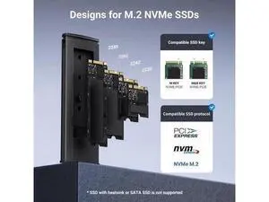 UGREEN Tool-Free USB C M.2 NVMe SSD Enclosure, USB 3.2 Gen2 10Gbps External SSD Reader Adapter, Compatible with M Key & B+M Key NVMe SSD in 2230/2242/2260/2280 Sizes UGREEN Tool-Free USB C M.2 NVMe SSD Enclosure, USB 3.2 Gen2 10Gbps External SSD Reader Adapter, Compatible with M Key & B+M Key NVMe SSD in 2230/2242/2260/2280 Sizes