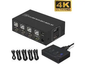 4 Port 4 In 1 Out HDMI KVM Switch 4K@60Hz HDCP 2.2, USB KVM Switcher with Desktop Wired Controller for PC Laptop Windows Mac 4 Port 4 In 1 Out HDMI KVM Switch 4K@60Hz HDCP 2.2, USB KVM Switcher with Desktop Wired Controller for PC Laptop Windows Mac