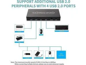 2-Port 2 In 1 Out DP 1.2 DisplayPort KVM Switch, 4K@60Hz, 2 PCs Share One Monitor, Keyboard & Mouse, Built-in 4 USB 2.0 Ports, Includes 2pcs 1.5m/5ft USB KVM Cables 2-Port 2 In 1 Out DP 1.2 DisplayPort KVM Switch, 4K@60Hz, 2 PCs Share One Monitor, Keyboard & Mouse, Built-in 4 USB 2.0 Ports, Includes 2pcs 1.5m/5ft USB KVM Cables