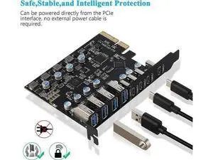 8-Port USB 3.2 Gen2 PCI Express Expansion Card, 10Gbps SuperSpeed PCIe Hub Adapter with 4 USB-A & 4 USB-C Ports, Built-in Self-Powered Circuit, Compatible with Windows 11/10/8.x/7/Vista/XP Desktop PC 8-Port USB 3.2 Gen2 PCI Express Expansion Card, 10Gbps SuperSpeed PCIe Hub Adapter with 4 USB-A & 4 USB-C Ports, Built-in Self-Powered Circuit, Compatible with Windows 11/10/8.x/7/Vista/XP Desktop PC