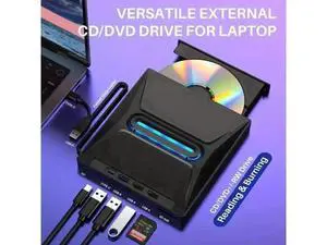 6-in-1 External CD DVD Drive, Ultra Slim Portable USB3.0 & Type-C CD/DVD +/-RW Burner with SD Card Reader Hub, Compatible with Laptop PC Windows Linux MacOS 6-in-1 External CD DVD Drive, Ultra Slim Portable USB3.0 & Type-C CD/DVD +/-RW Burner with SD Card Reader Hub, Compatible with Laptop PC Windows Linux MacOS