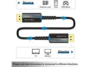 8K Fiber DisplayPort Cable 33Feet,Fiber Optic Displayport 1.4 Cable Supports 8K@60Hz, 4K@144Hz, High Speed 32.4Gbps,Slim and in-Wall Safe Fiber DP to DP Cable 33 ft. 8K Fiber DisplayPort Cable 33Feet,Fiber Optic Displayport 1.4 Cable Supports 8K@60Hz, 4K@144Hz, High Speed 32.4Gbps,Slim and in-Wall Safe Fiber DP to DP Cable 33 ft.