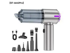 ST-6642Pro Wireless Handheld Car Vacuum Cleaner 12000Pa Brushless Portable Mini Air Duster Type-C Rechargeable Strong Suction Vacuum for Car & Home Black ST-6642Pro Wireless Handheld Car Vacuum Cleaner 12000Pa Brushless Portable Mini Air Duster Type-C Rechargeable Strong Suction Vacuum for Car & Home Black