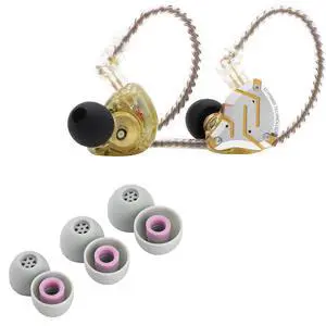 KZ ZS10 Pro 4BA+1DD 5 Driver in Ear Monitor(Without Mic, Glare Yellow) + Kiwi Ears Flex Earbud Tips, 3 Pairs, S/M/L Size KZ ZS10 Pro 4BA+1DD 5 Driver in Ear Monitor(Without Mic, Glare Yellow) + Kiwi Ears Flex Earbud Tips, 3 Pairs, S/M/L Size