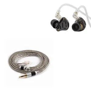 KZ ZS10 PRO 2 1DD+4BA in Ear Monitor IEM(Black, Without Mic) + Tripowin Zonie 16 Core Silver Plated IEM Cable(Recessed 2pin, 3.5mm, Grey) KZ ZS10 PRO 2 1DD+4BA in Ear Monitor IEM(Black, Without Mic) + Tripowin Zonie 16 Core Silver Plated IEM Cable(Recessed 2pin, 3.5mm, Grey)