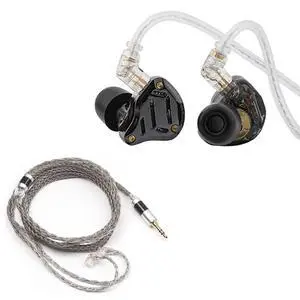 KZ ZS10 PRO 2 1DD+4BA in Ear Monitor IEM(Black, with Mic) + Tripowin Zonie 16 Core Silver Plated IEM Cable(Recessed 2pin, 3.5mm, Grey) KZ ZS10 PRO 2 1DD+4BA in Ear Monitor IEM(Black, with Mic) + Tripowin Zonie 16 Core Silver Plated IEM Cable(Recessed 2pin, 3.5mm, Grey)