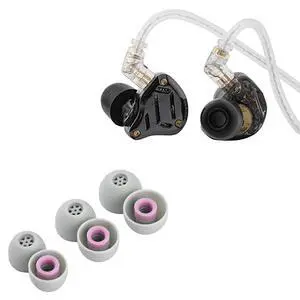 KZ ZS10 PRO 2 1DD+4BA in Ear Monitor IEM(Black, with Mic) + Kiwi Ears Flex Earbud Tips, 3 Pairs, S/M/L Size KZ ZS10 PRO 2 1DD+4BA in Ear Monitor IEM(Black, with Mic) + Kiwi Ears Flex Earbud Tips, 3 Pairs, S/M/L Size
