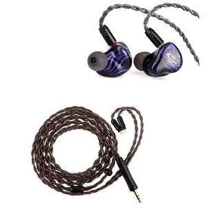 Kiwi Ears Quartet 2DD+2BA Hybrid in-Ear Monitor, HiFi Earphones with Hand-Crafted Resin Shell, Detachable OFC Silver-Plated IEM Cable (Purple, Quartet) + Kiwi Ears Terras IEM Cable,4N Single Kiwi Ears Quartet 2DD+2BA Hybrid in-Ear Monitor, HiFi Earphones with Hand-Crafted Resin Shell, Detachable OFC Silver-Plated IEM Cable (Purple, Quartet) + Kiwi Ears Terras IEM Cable,4N Single