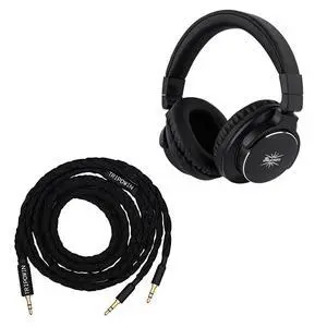 Kiwi Ears Division Over Ear Headphone (Black) + Tripowin GranVia Dual 3.5mm Connector to 3.5mm Stereo Headphone Cable Kiwi Ears Division Over Ear Headphone (Black) + Tripowin GranVia Dual 3.5mm Connector to 3.5mm Stereo Headphone Cable