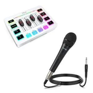 Karaoke Microphone and Audio Mixer Kit, Dynamic Vocal Mic for Speaker,Wired Handheld Mic with On and Off Switch,Gaming Streaming PC Mixer with Slider Fader,for Video/Podcast Recording(K6+SC3W) Karaoke Microphone and Audio Mixer Kit, Dynamic Vocal Mic for Speaker,Wired Handheld Mic with On and Off Switch,Gaming Streaming PC Mixer with Slider Fader,for Video/Podcast Recording(K6+SC3W)
