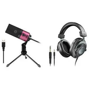 Pink USB Mic and Studio Headphones for Recording, USB Podcasting Condenser Microphone On Computer/PS4/PS5,Wired Headphones 3.5mm/6.35mm for Streaming Recording Podcast Monitoring (K669+H8) Pink USB Mic and Studio Headphones for Recording, USB Podcasting Condenser Microphone On Computer/PS4/PS5,Wired Headphones 3.5mm/6.35mm for Streaming Recording Podcast Monitoring (K669+H8)
