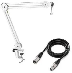 Microphone Arm Stand and XLR Cable Set,Metal Heavy Duty Mic Stand with Desk Clamp, 5/8" Screw,XLR Interface Cable with Balanced 3 PIN,Mic Wire for Recording Podcast Streaming(BM63W+L9) Microphone Arm Stand and XLR Cable Set,Metal Heavy Duty Mic Stand with Desk Clamp, 5/8" Screw,XLR Interface Cable with Balanced 3 PIN,Mic Wire for Recording Podcast Streaming(BM63W+L9)