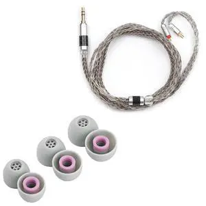 Tripowin Zonie 16 Core Silver Plated IEM Cable(2pin-0.78mm, 3.5mm, Grey) + Kiwi Ears Flex Earbud Tips 3 Pairs, S/M/L Size Tripowin Zonie 16 Core Silver Plated IEM Cable(2pin-0.78mm, 3.5mm, Grey) + Kiwi Ears Flex Earbud Tips 3 Pairs, S/M/L Size