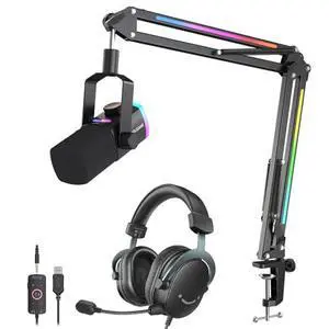 Gaming USB Mic Kit and Headset, PC Microphone Set with RGB Boom Arm,3.5mm 7.1 Surround Sound Headphone with Control Box for Streaming/PS5/Xbox/Switch (AM8PROT+H9) Gaming USB Mic Kit and Headset, PC Microphone Set with RGB Boom Arm,3.5mm 7.1 Surround Sound Headphone with Control Box for Streaming/PS5/Xbox/Switch (AM8PROT+H9)