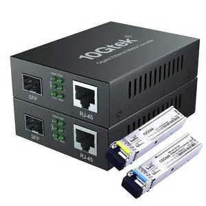 a Pair of Gigabit Ethernet Bidi Media Converter, SingleMode Single LC Fiber to Ethernet RJ45 Converter for 10/100/1000Base-Tx to 1000Base-LX, UL Certified, up to 20-km a Pair of Gigabit Ethernet Bidi Media Converter, SingleMode Single LC Fiber to Ethernet RJ45 Converter for 10/100/1000Base-Tx to 1000Base-LX, UL Certified, up to 20-km