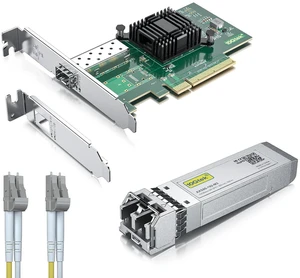 10GBase-SR SFP+ Transceiver & 1-Meter OM3 LCto LC Fiber Patch Cable & 10Gb PCI-E NIC Network Card Compare to Intel X520-DA1 10GBase-SR SFP+ Transceiver & 1-Meter OM3 LCto LC Fiber Patch Cable & 10Gb PCI-E NIC Network Card Compare to Intel X520-DA1