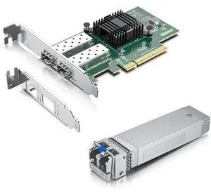 1 Pack of 10GBase-LR SFP+ Transceiver,Compatible with Intel E10GSFPLR and 1 Pack of 10Gb PCI-E NIC Network Card, Dual SFP+ Port 1 Pack of 10GBase-LR SFP+ Transceiver,Compatible with Intel E10GSFPLR and 1 Pack of 10Gb PCI-E NIC Network Card, Dual SFP+ Port