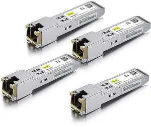 10/100/1000Base-T Copper SFP, Auto-Negotiation SFP to RJ45 Mini-GBIC Transceiver for Cisco GLC-T/SFP-GE-T, Pack of 4 10/100/1000Base-T Copper SFP, Auto-Negotiation SFP to RJ45 Mini-GBIC Transceiver for Cisco GLC-T/SFP-GE-T, Pack of 4