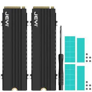 JEYI FinsCold 007 Ultra Slim M.2 Heatsink 2-Pack, 7mm Low-Profile Aluminum Cooler for PS5/mATX/Mini-ITX, Passive NVMe SSD Heat Sink with Convective Fins