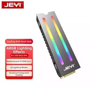 JEYI Cool RGB M.2 NVMe SSD Heatsink, ARGB Lighting with 20+ Effects & Dual-Mode Sync (SATA Power + Motherboard ARGB)