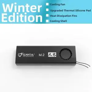 GMTA Great Cold M.2 SSD Cooler, Black NVMe Heatsink with Turbo Fan for SSD Active Cooling, Compatible with 2280 NGFF/NVMe