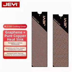 JEYI Copper-Graphene 2 M.2 SSD Heatsink Kit, Dual Copper Plates (1mm+0.8mm) for Double-Sided Cooling, Enhanced Cooler for Laptop/Desktop