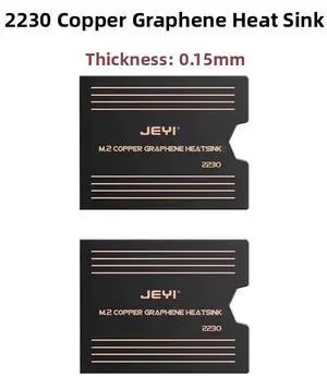 JEYI 2230 SSD Heatsink Kit, 2-Pack 0.15mm Copper-Graphene Cooler for NVMe M.2 2230 Solid State Drive