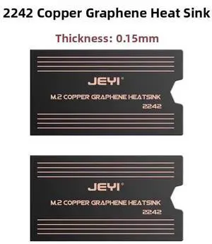 JEYI 2242 M.2 SSD Heatsink Kit, 2-Pack 0.15mm Copper-Graphene Cooler for NVMe 2242 Solid State Drive, Ultra-Thin Thermal Pad for Laptop & Handheld Device