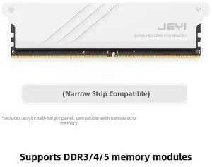 JEYI iMemory-1 White Narrow Edition RAM Heatsink, Low-Profile Aluminum Cooler for DDR5/DDR4/DDR3 Desktop Memory