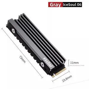 JVFYI Ice Soul 06 M.2 NVMe SSD Heatsink, Grey Aluminum Cooler for PS5 Slim & Desktop 2280 SSD, Ultra-Thin Heat Spreader