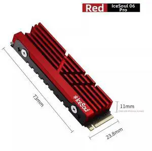 JVFYI Ice Soul 06 Pro M.2 NVMe SSD Heatsink, Red Enhanced Aluminum Cooler for PS5 Slim & Desktop 2280 SSD, Premium Heat Spreader