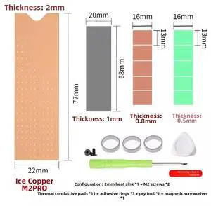 FINALCOOL Ice Copper Pro M.2 2280 SSD Heatsink, 2mm Performance Pure Copper Cooler for Desktop/Laptop NVMe SSD, Complete Kit with Thermal Pads & Tools FINALCOOL Ice Copper Pro M.2 2280 SSD Heatsink, 2mm Performance Pure Copper Cooler for Desktop/Laptop NVMe SSD, Complete Kit with Thermal Pads & Tools