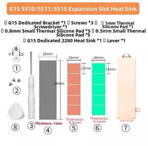 FINALCOOL DK01 Alienware G15 5510/5511/5515 SSD Mounting Kit with 2280 Pure Copper Heatsink, Optimal Cooling Performance Bundle for Gaming Laptop