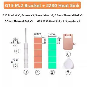 FINALCOOL DK01 Alienware G15 5510/5511/5515 SSD Mounting Kit with 2230 Pure Copper Heatsink, Compact Cooling Solution for Gaming Laptop