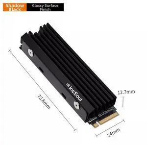 JVFYI Ice Soul 08 M.2 NVMe SSD Heatsink, Black Dual-Side Cooler for 2280 Solid State Drive, Premium Heat Spreader with Thermal Pads
