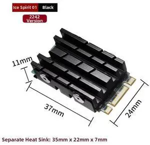 JVFYI Ice Soul 01 M.2 2242 SSD Heatsink, Compact Dual-Side Cooler for PS5 Slim & Ultra-Thin Laptop NVMe SSD, Space-Optimized Heat Spreader