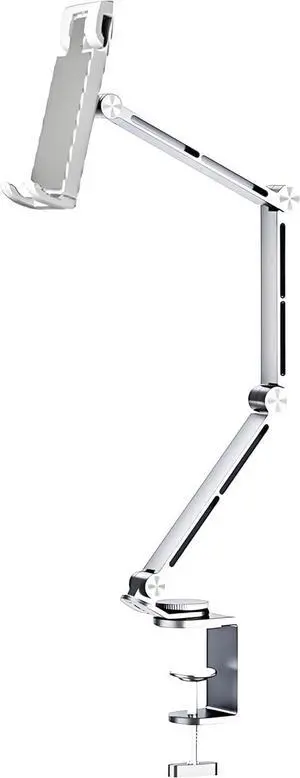 JVFYI Rotatable Holder Stand Tablet Holder Multi-Angle Design Phone Clip Swivel Mount Desktop Aluminum Alloy Cantilever Bed Desk Home Live Folding Bracket Compatible with 4"-13" Phone Tablet (Silver)