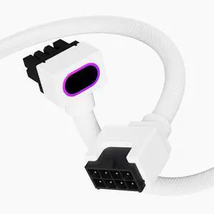 JVFYI 8PIN CPU Extension Cable, ARGB PC Cable with 5V 3Pin,18AWG 90° Right-Angle Design for Cleaner PC Builds,Male-to-Female Connectors Suitable for Various CPU and Power Supply(White-CPU-Clip A)