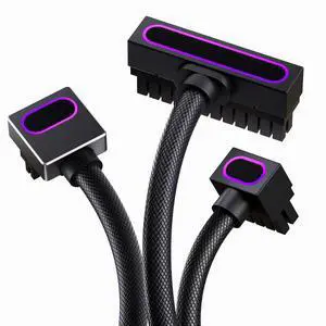 JVFYI Black Cable Kit 24PIN Extension Cable*1+16PIN Modular Cable*1+8P CPU Extension Cable*1