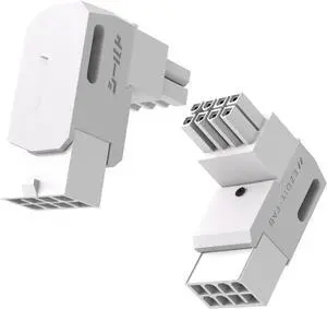 Shield Series 8-Pin PCIe GPU Power Adapter,90-Degree Angled Connector, Aluminum Design for Graphics Cards  Reverse Type,White-2 Pack
