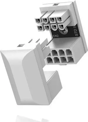 GPU VGA PCIe 8 Pin U Turn 180 Degree Angle Connector Power Adapter Board for Desktop Graphics Card-Standard Type 2-Pack White