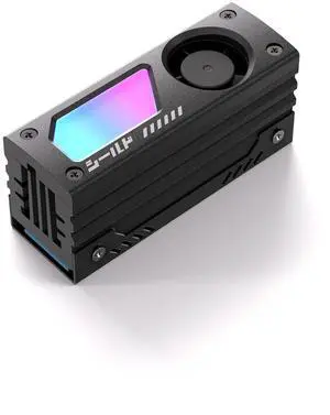 ARGB Heatsink with Build-in 20mm PWM Fan, Premium Aluminum Design,5V 3-Pin ARGB Sync, High-Performance Cooler for M.2 2280-Black-1 Pack