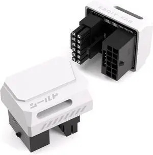 PCIe 5.1 Adapter - 600W 12+4pin, 16pin 12VHPWR GPU Power Connector, 12V-2x6 GPU Adapter,180 Degree Right Angle - Compatible with RTX 3090Ti, 4070Ti, 4080, 4090 GPU - STD Type, White, 1 Pack