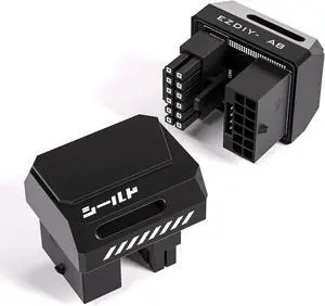 PCIe 5.1 Adapter - 600W 12+4pin, 16pin 12VHPWR GPU Power Connector, 12V-2x6 GPU Adapter,180 Degree Right Angle - Compatible with RTX 3090Ti, 4070Ti, 4080, 4090 GPU - STD Type, Black, 1 Pack