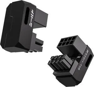 8-Pin PCIe GPU Power Adapter,180-Degree U-Turn Angled Connector, Aluminum Design for Graphics Cards  Reverse Type,Black-2 Pack